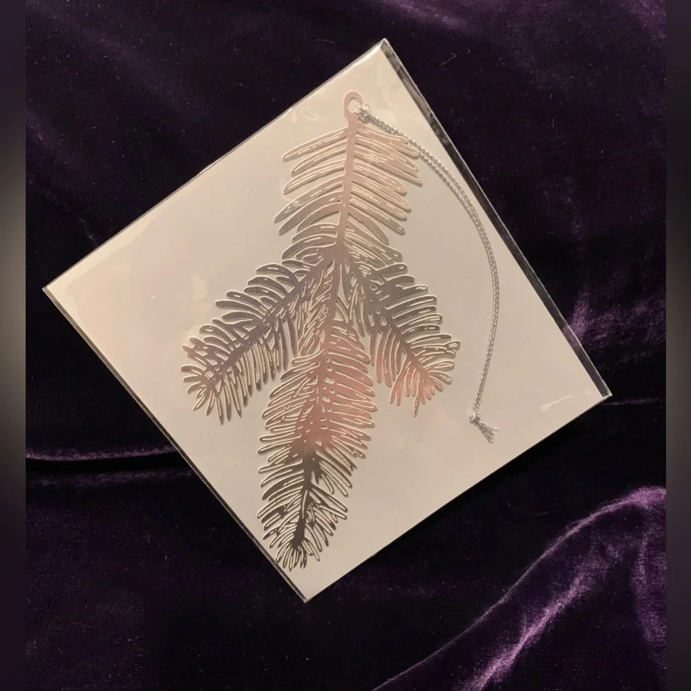Vintage CRATE & BARREL Silver-Stamped Spruce/Fir Branch Ornaments